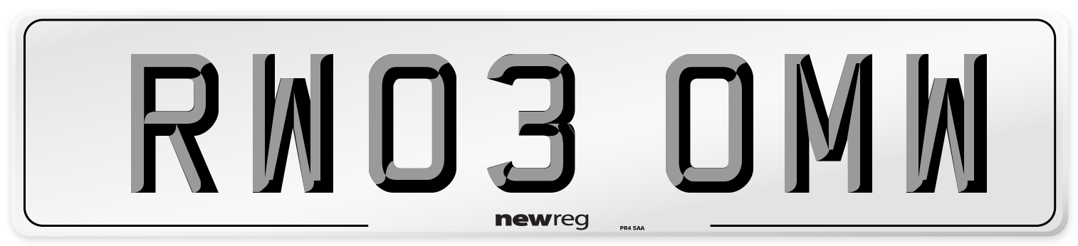 RW03 OMW Number Plate from New Reg